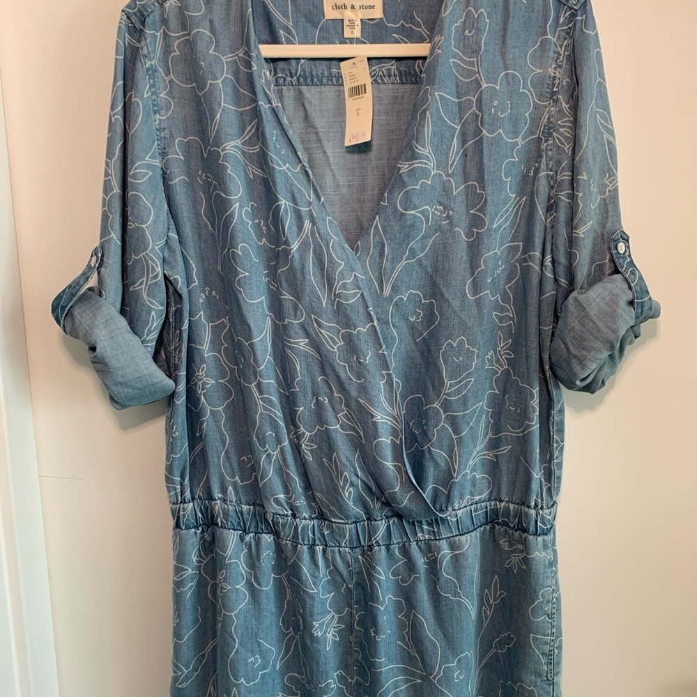 Anthropologie Cloth & Stone Chambray Romper